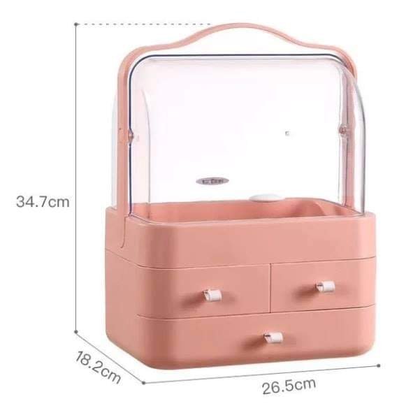 Mylecart Makeup Organizer, Waterproof&Dustproof Cosmetic Organizer Box with Lid Fully Open Makeup Display Boxes, Skincare Organizers Makeup Caddy Holder for Bathroom, Dresser, Countertop Bedroom-White
